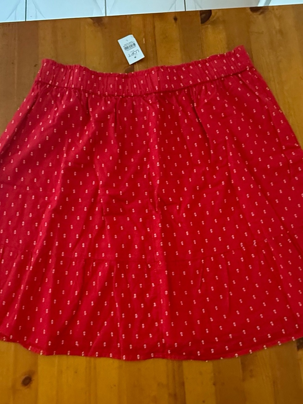 LOFT Red Printed Circle Skirt